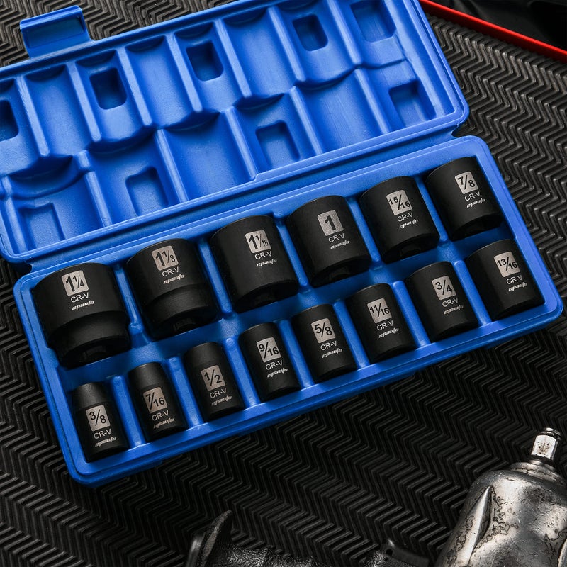 EPAuto مجموعة مفاتيح صدمات ضحلة من EPAuto بحجم 1/2 بوصة، CRV، 6 نقاط، 14 مفتاحاً - Image 3